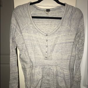 Free People Blue and White Long Sleeve